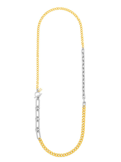Two-Tone Mixed Links Long Necklace