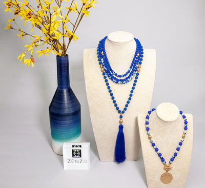 Blue Necklaces on Display