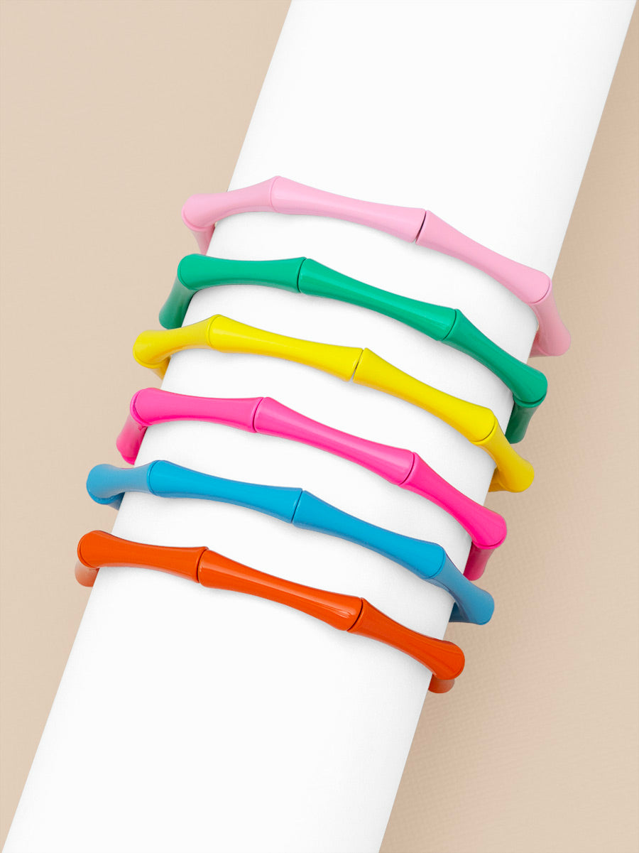 Enamel Bamboo-Style Stretch Bracelet | ZENZII Wholesale Jewelry