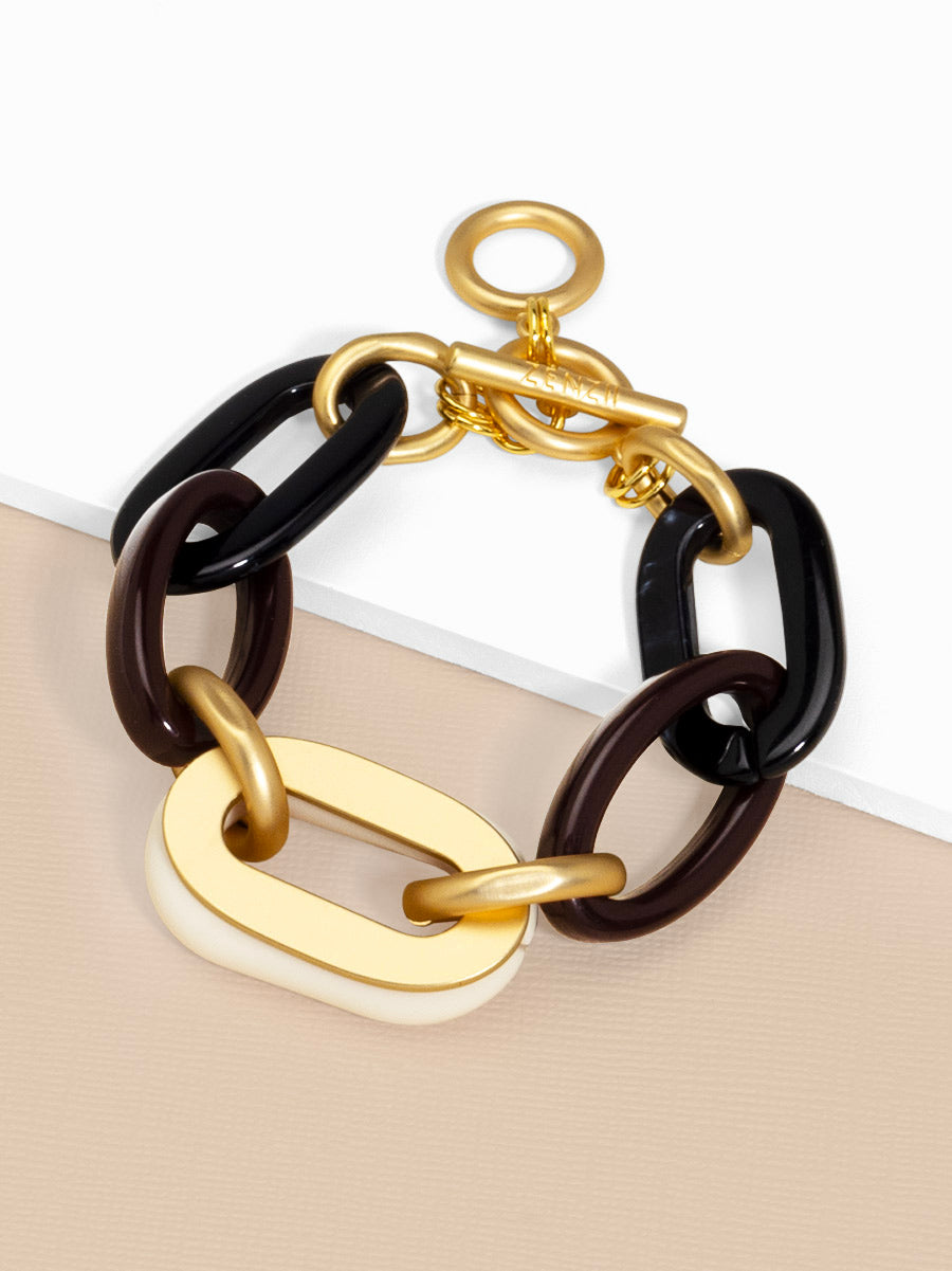 Ava Resin Linked Toggle Bracelet - Tortoise