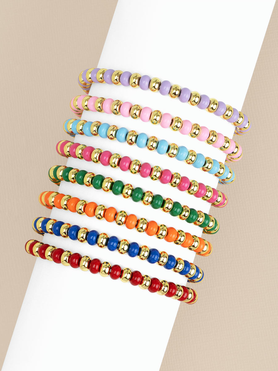 Enamel Beaded Stretch Bracelet | ZENZII Wholesale Jewelry