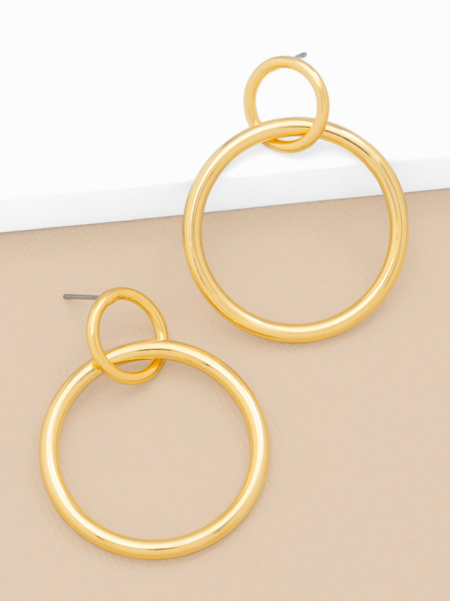Front-Facing Double Hoop Drop Earring | ZENZII Wholesale Jewelry