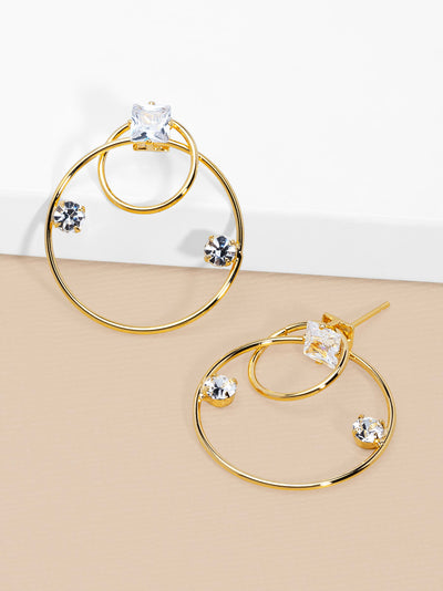 Crystal Double Circle Drop Earring