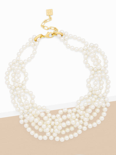 Woven Pearl Collar Necklace