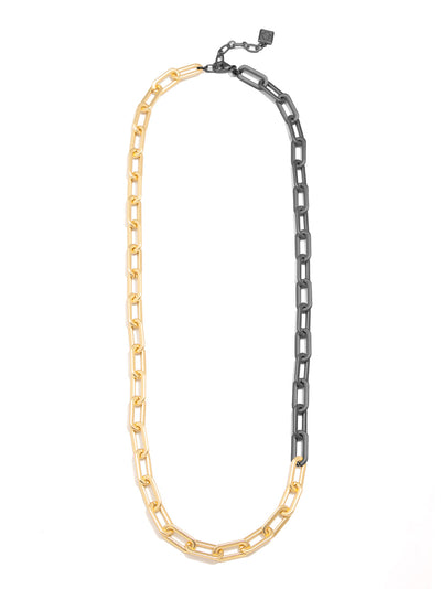 Two-Tone Cable Link Long Necklace