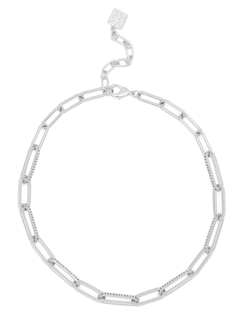 Alternating Crystal Links Collar Necklace
