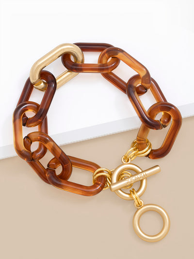 Tortoise & Metal Link Toggle Bracelet