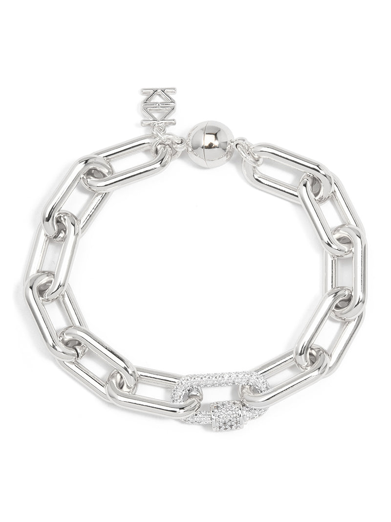 Crystal Charm Silver Link Bracelet