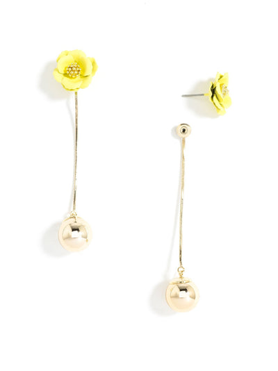 Flower Bud Earrings - Yellow
