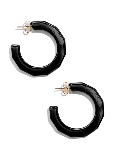 Small Textured Hoop Earring - BLK
