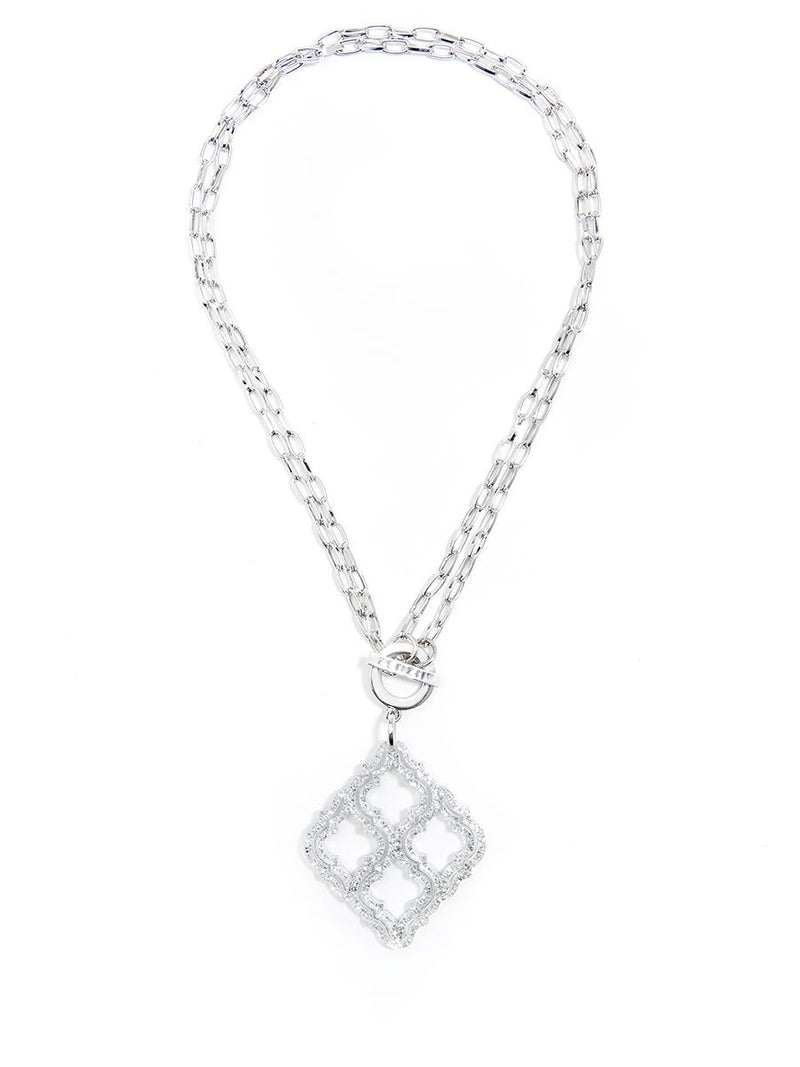 Lattice Pendant Necklace - Silver