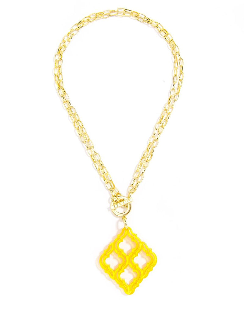 Lattice Pendant Necklace - Yellow