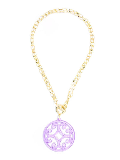 Circle Scroll Pendant Necklace - Lavender
