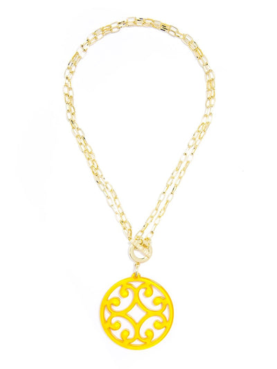 Circle Scroll Pendant Necklace - Yellow