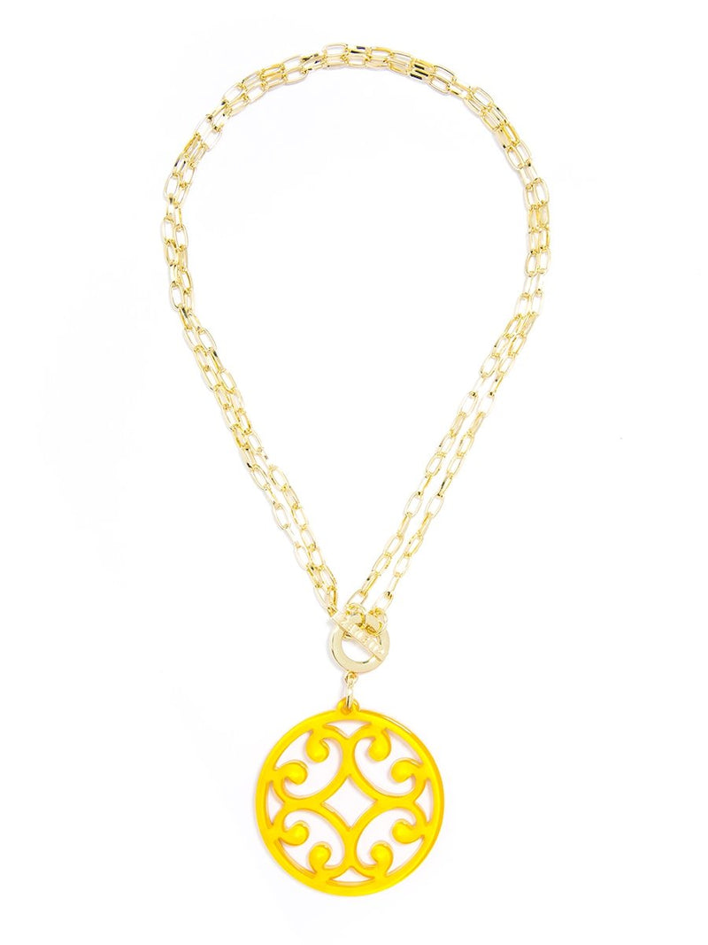 Circle Scroll Pendant Necklace - Yellow