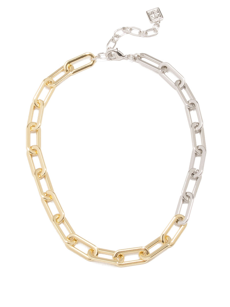 Two-Tone Cable Link Collar Necklace - GD/RH