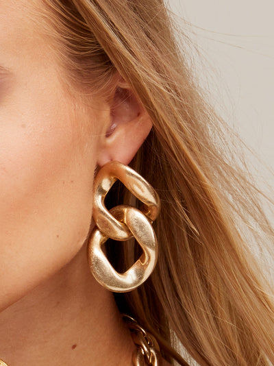 Burnished Double Link Drop Earring