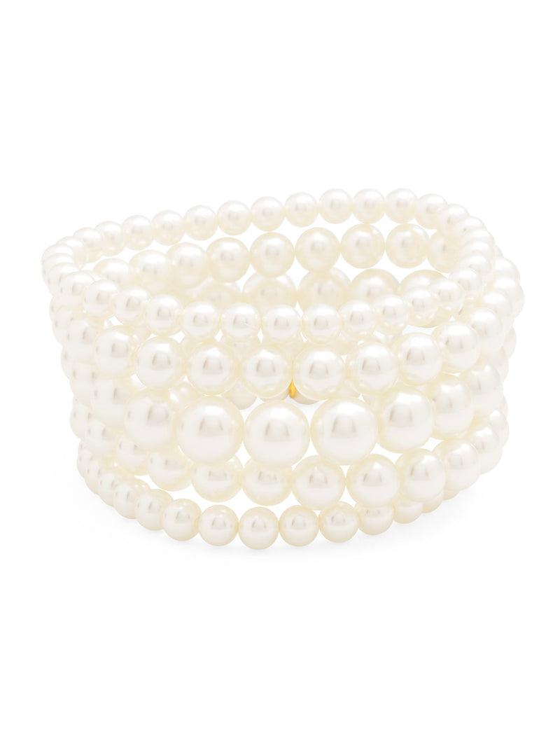 Layered Mixed Pearl Beaded Stretch Bracelet