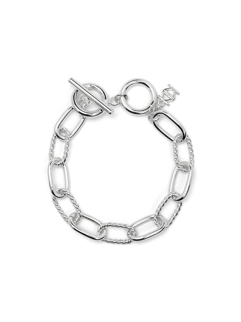 Oval and Rope Chain Toggle Bracelet