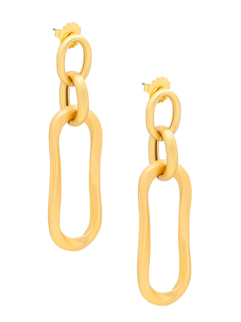 Hammered Oval Links Drop Earring
