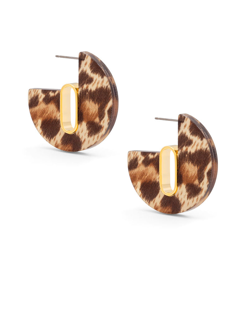 Leopard Print Flat Hoop Earring
