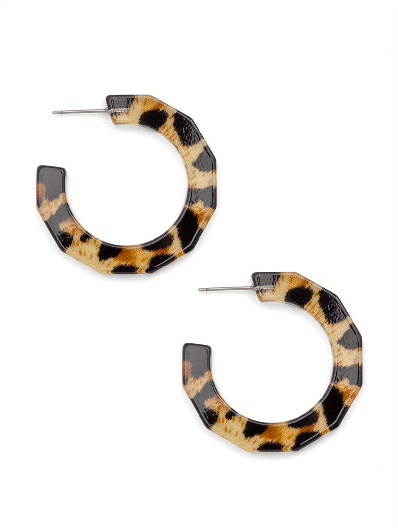Small Resin Textured Leopard Hoop Earring