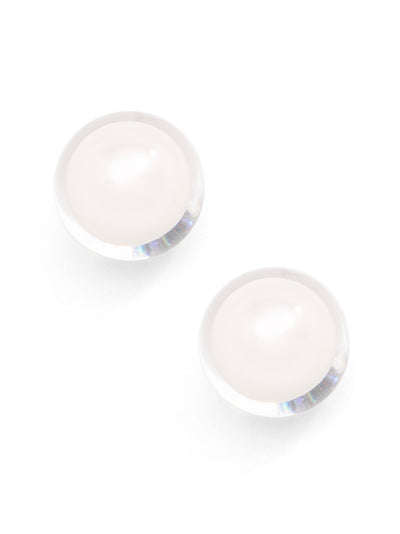 Lucite covered pearl stud earring.