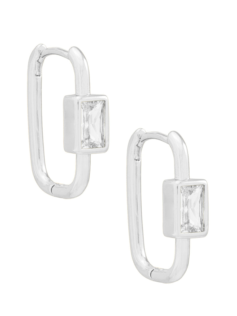 Square Crystal Huggie Earring