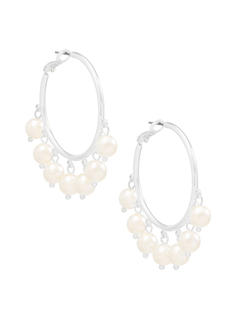 Hanging Pearl Hoop Earring