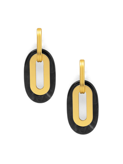 Resin and Metal Oval Drop Earring