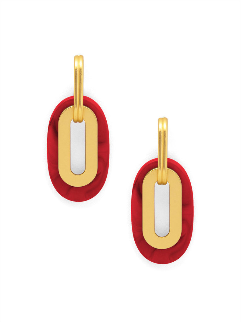 Resin and Metal Oval Drop Earring