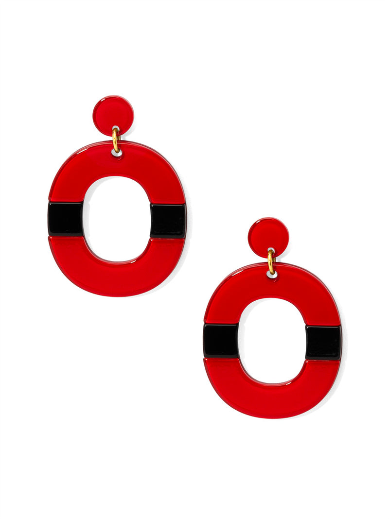 Color Block Oval Drop Earring