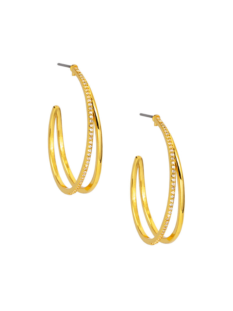 Pave Double Hoop Earrings