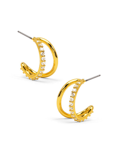 Pave Double Hoop Huggie Earrings