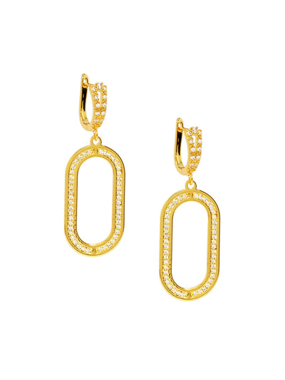 Pave Oval Two Link Drop Earring