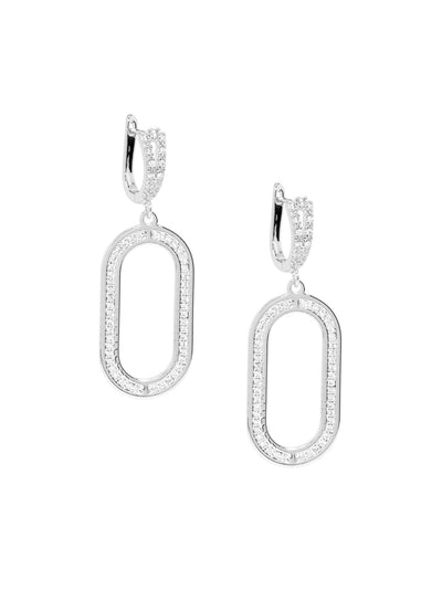 Pave Oval Two Link Drop Earring