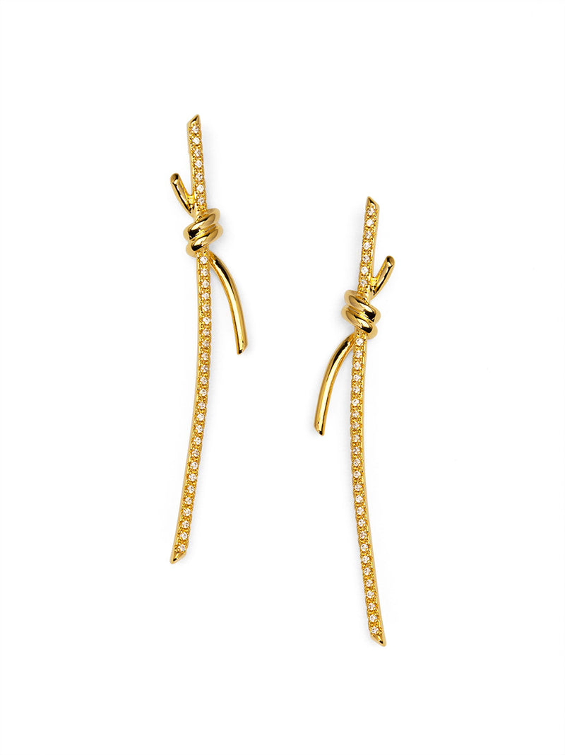 Pavé Knotted Criss Cross Drop Earring