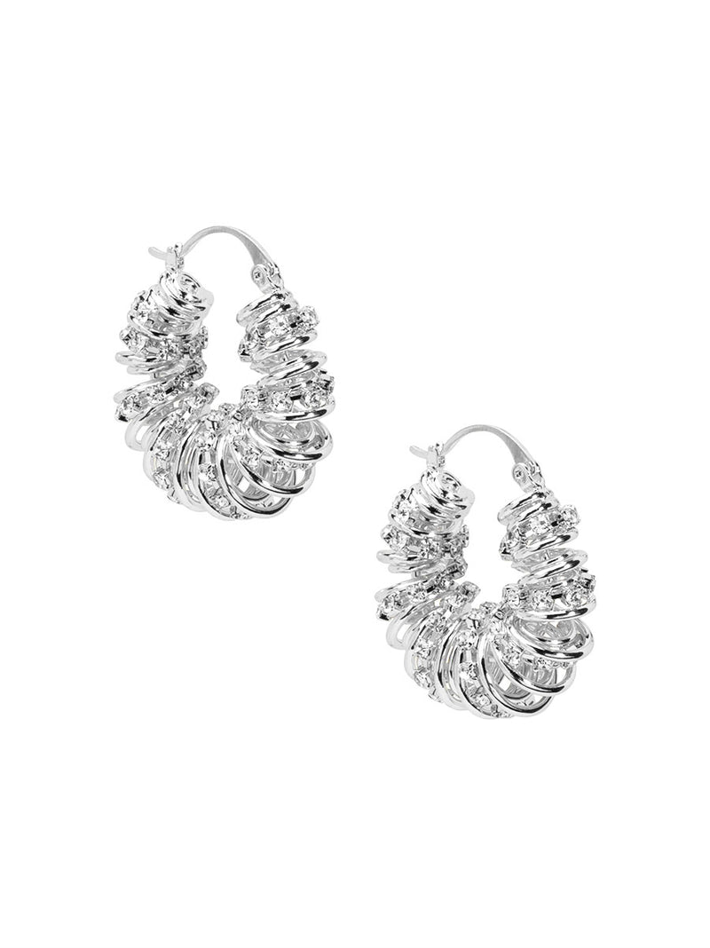 Coiled Crystal Hoop Earring