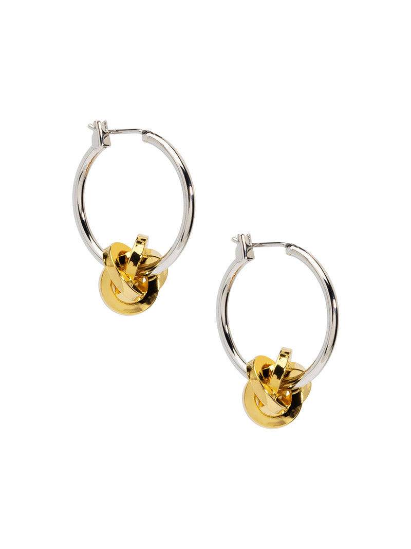 Two-Tone Knotted Charm Drop Earring