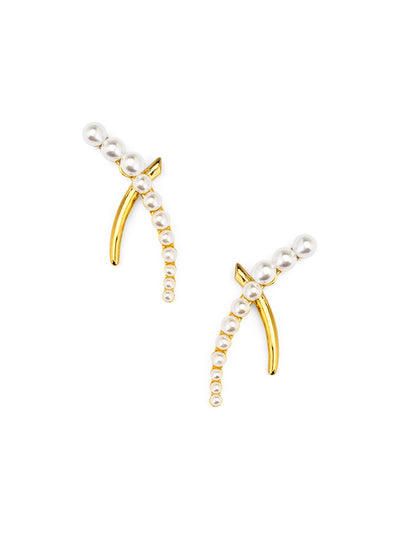 Criss-Cross Pearl Huggie Earring