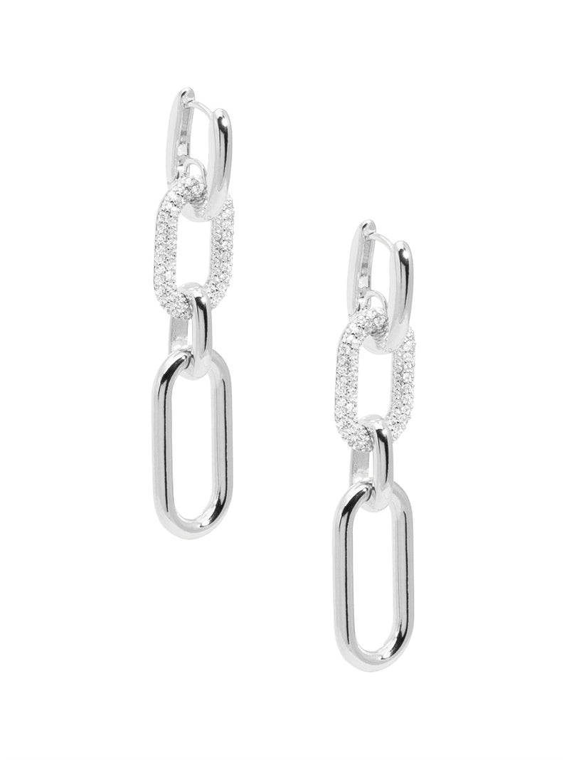 Pavé Oval Link Drop Earring