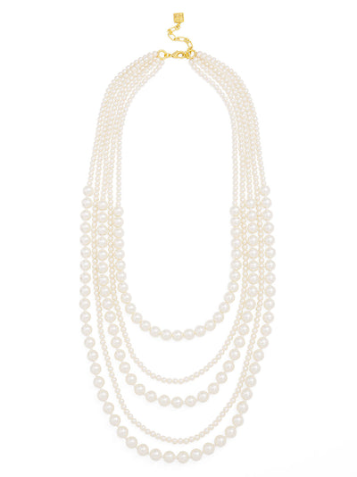 Layered Mixed Pearl Beaded Long Necklace