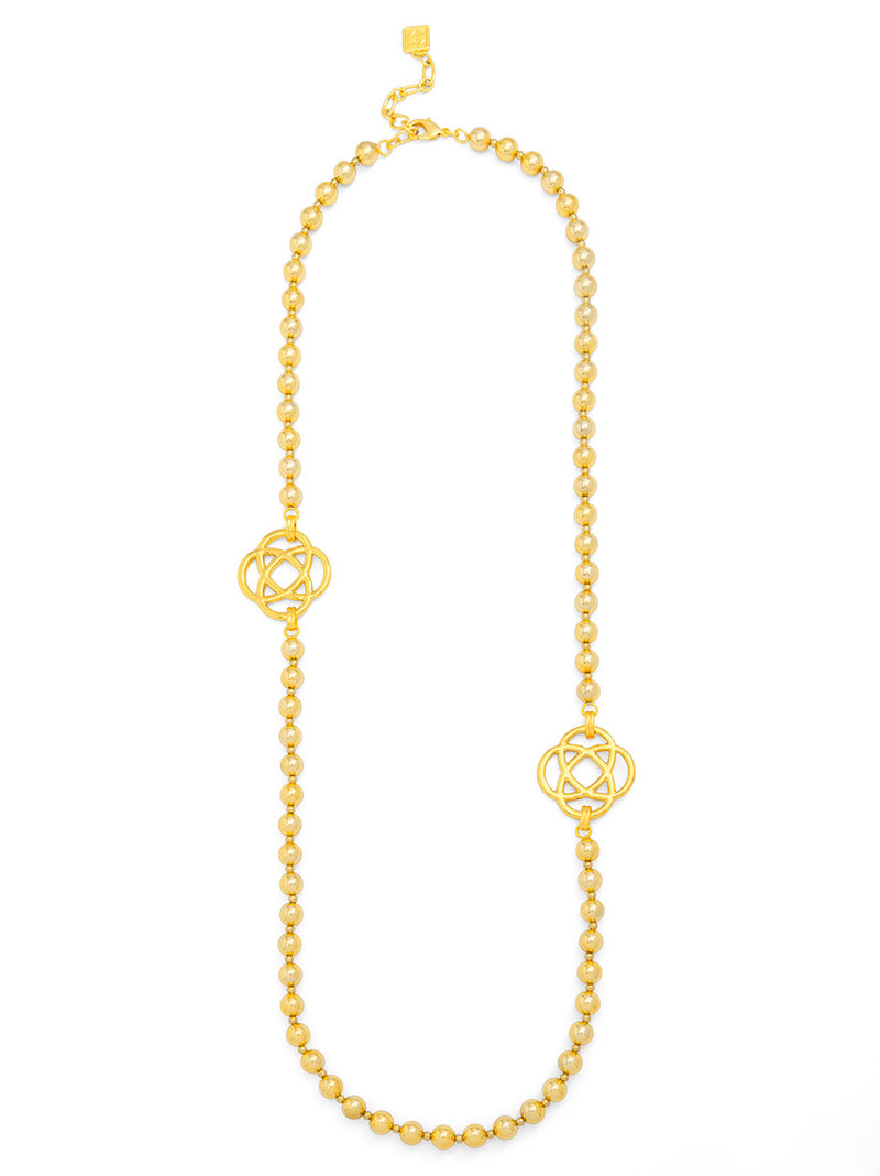 Beaded Two-Charm Clover Long Necklace