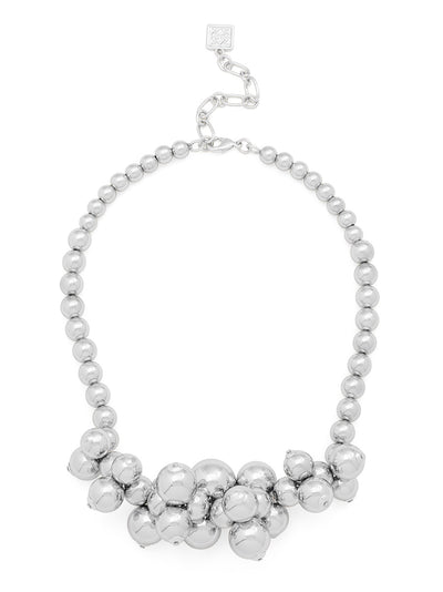 Chunky Metal Bead Cluster Collar Necklace