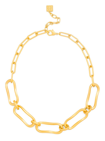 Hammered Oval Links Collar Necklace