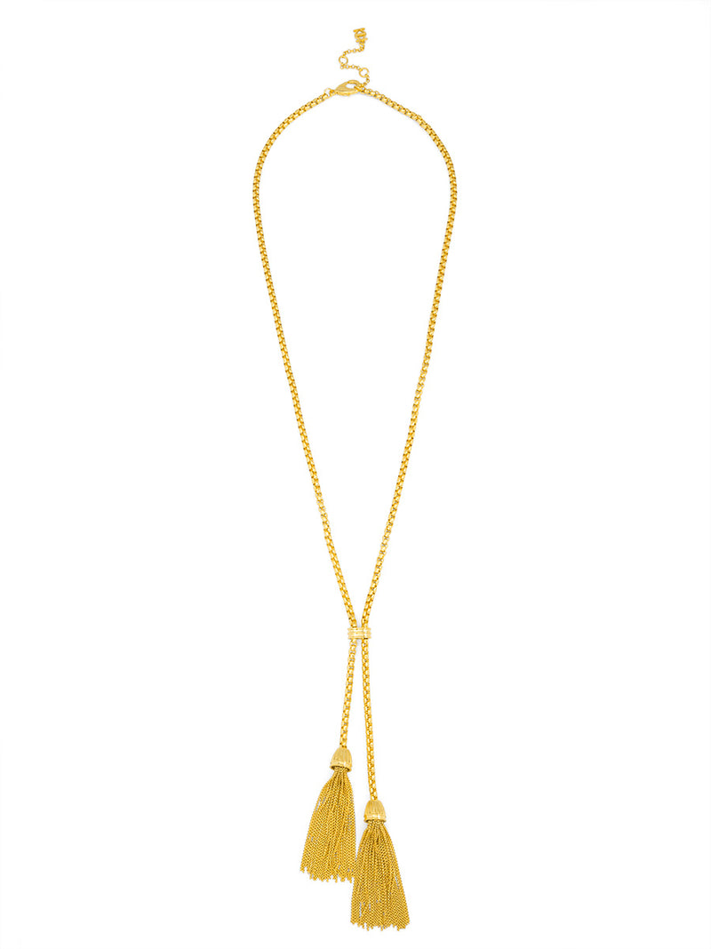 Double Fringe Lariat Long Necklace