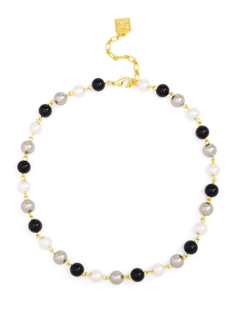 Multi-Color Pearl Bead Short Necklace