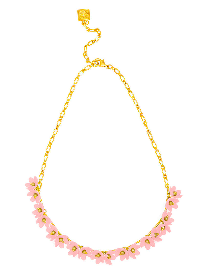 Petite Flower Cluster Link Collar Necklace
