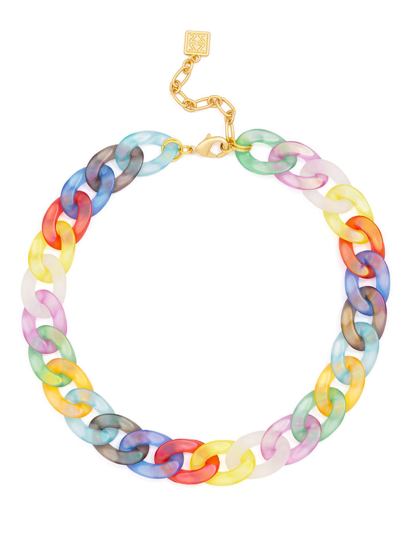 Resin Mixed Colorway Curb Chain Collar Necklace