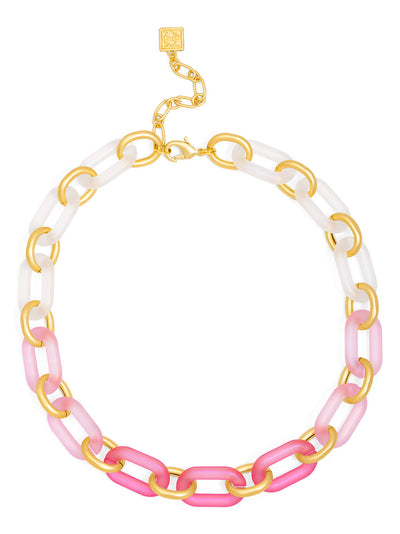 Multi-Color Resin Oval Links Collar Necklace